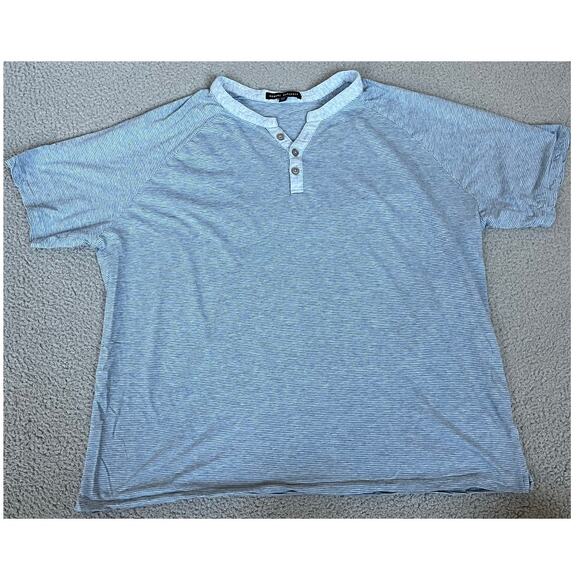 Robert Barakett T Shirt XXL Striped 1/4 Button Blue Soft Raglan Retro 90s 2XL - Picture 1 of 13